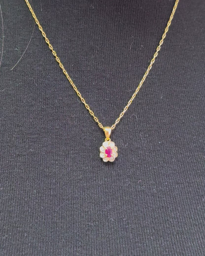 Pendentif Marguerite Rubis &amp; Diamants "Claudine"