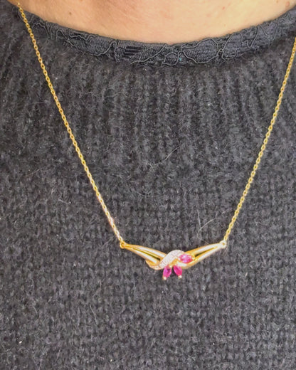 Collier 3 Rubis &amp; 2 Diamants &quot;Aylin&quot;