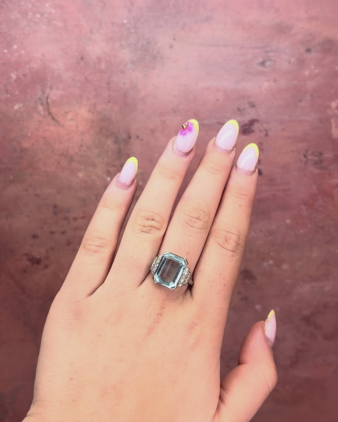 Art Deco Aquamarine Ring 6.50 carats 6.93g "Lisette"
