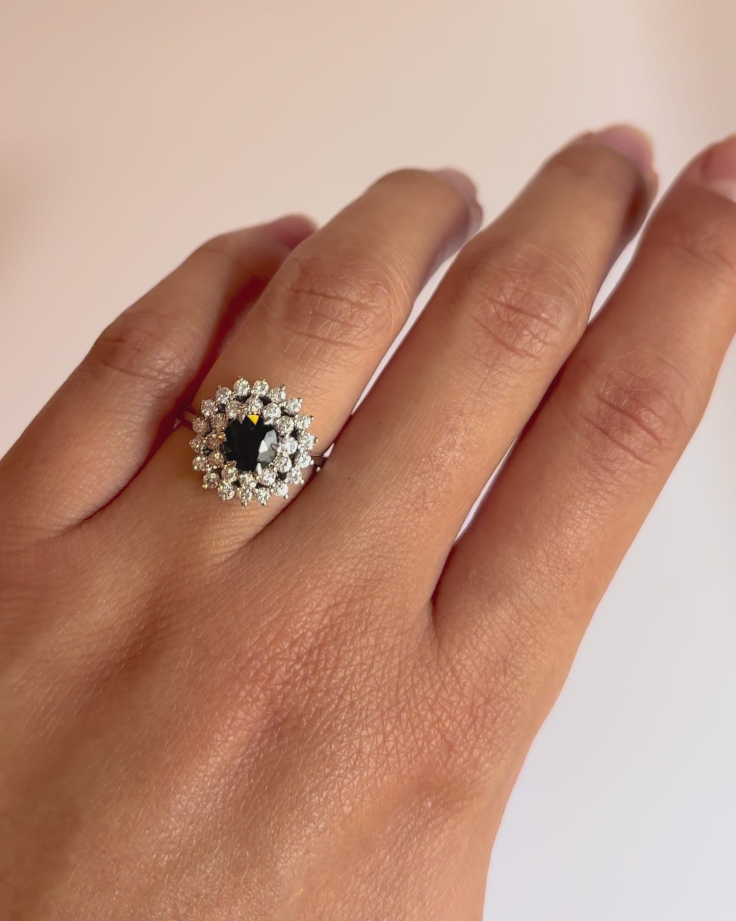 Bague Marguerite Saphir 1 carat &amp; Diamants 0.30 carat 4.6g  "Jeanne"