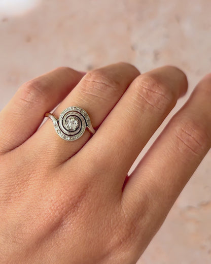 Bague Tourbillon Style Art Nouveau Diamants "Clémence"