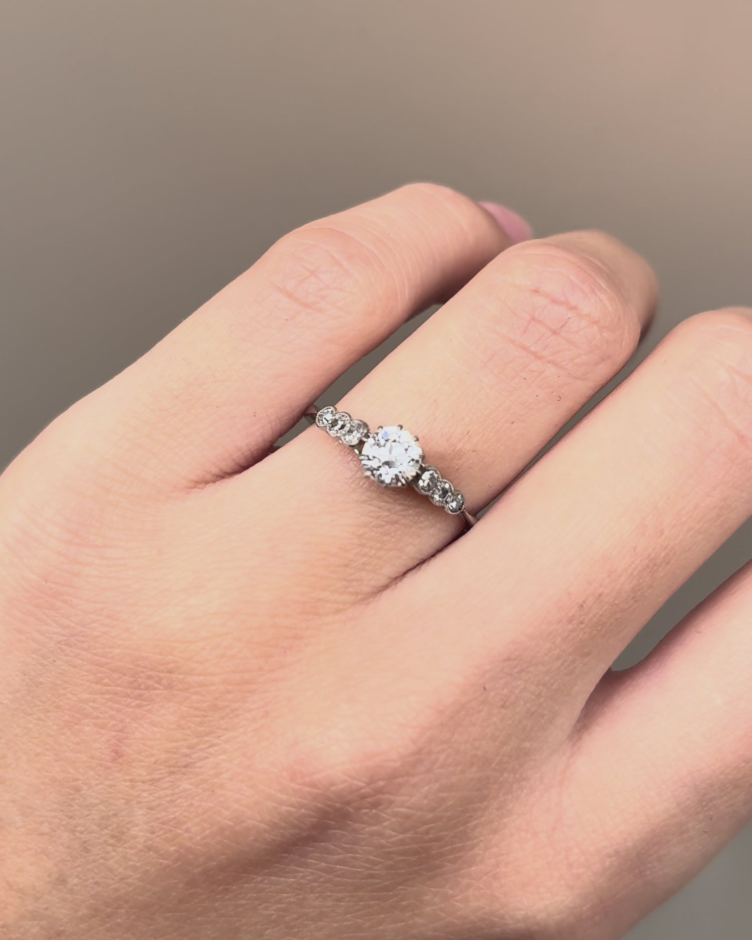 Art Deco Solitaire Ring Diamonds 0.59 carat &quot;Maeve&quot;