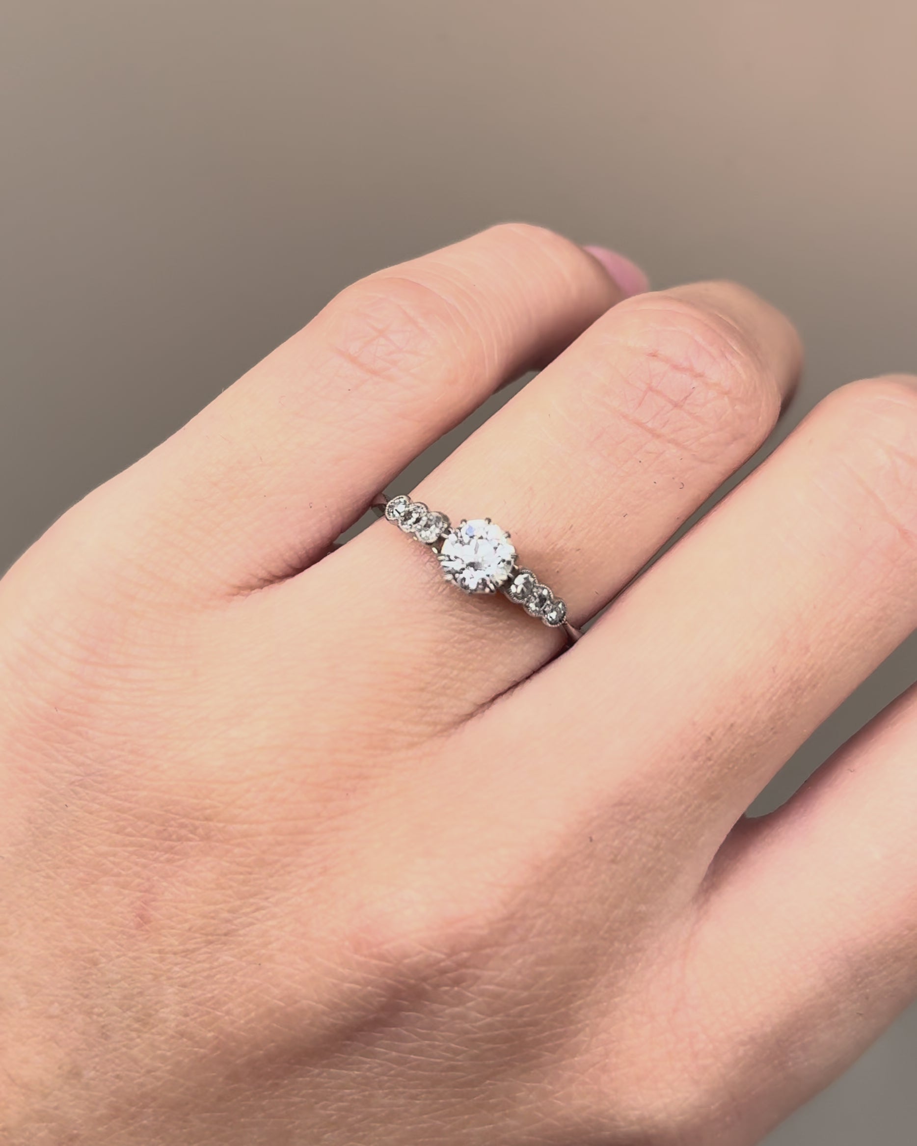 Art Deco Solitaire Ring Diamonds 0.59 carat &quot;Maeve&quot;