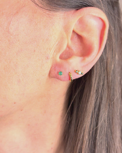 Pendientes de botón con esmeraldas 0.20 quilates "Paola"