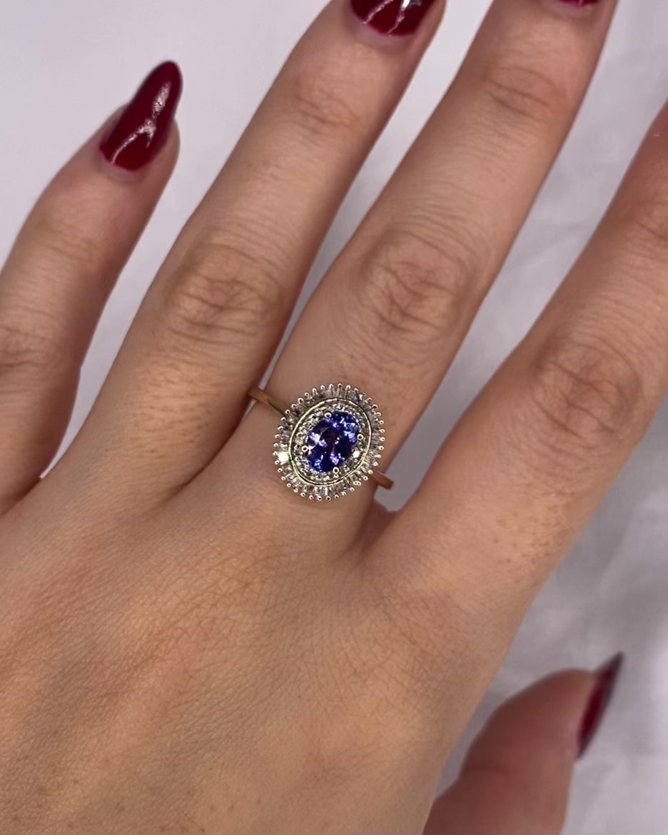 Bague Marguerite Tanzanite 0.80 carat &amp; Diamants "Fanny"