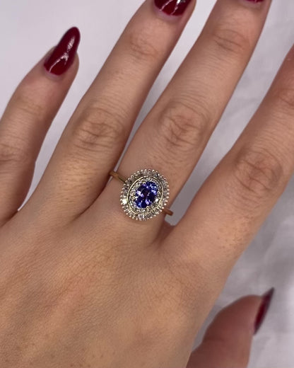 Bague Marguerite Tanzanite 0.80 carat &amp; Diamants &quot;Fanny&quot;