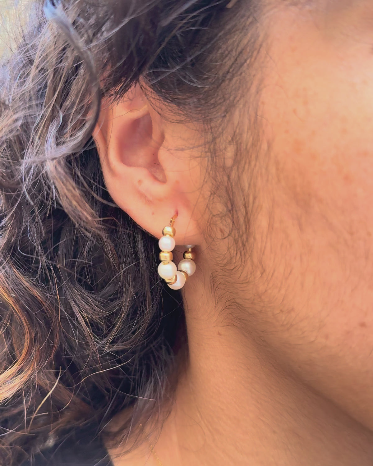 Aros criollos Perlas y Oro de 18 quilates 3.18g «Keïra»