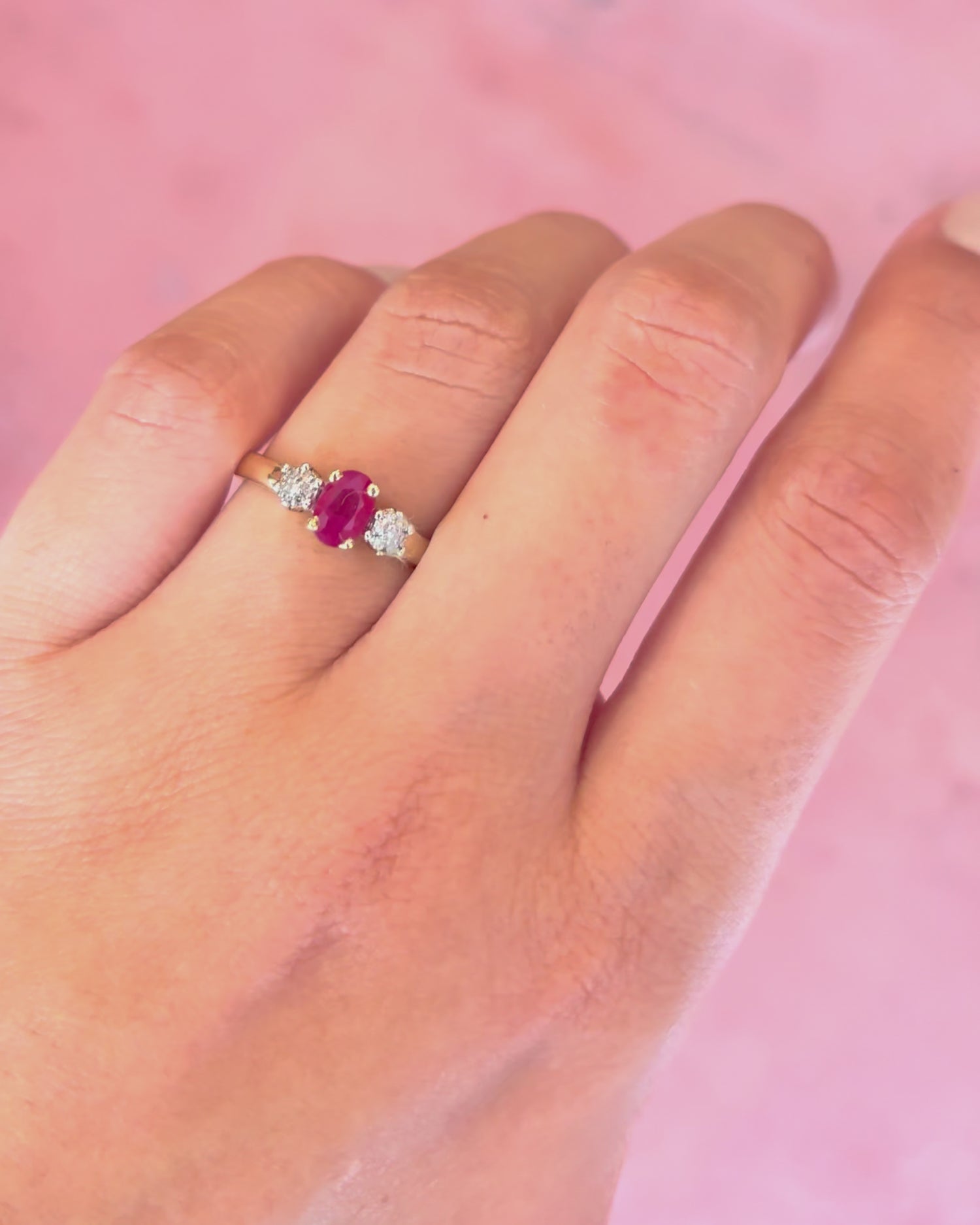 “Julia” Ruby Trilogy Ring, 0.60 carat &amp; Diamonds