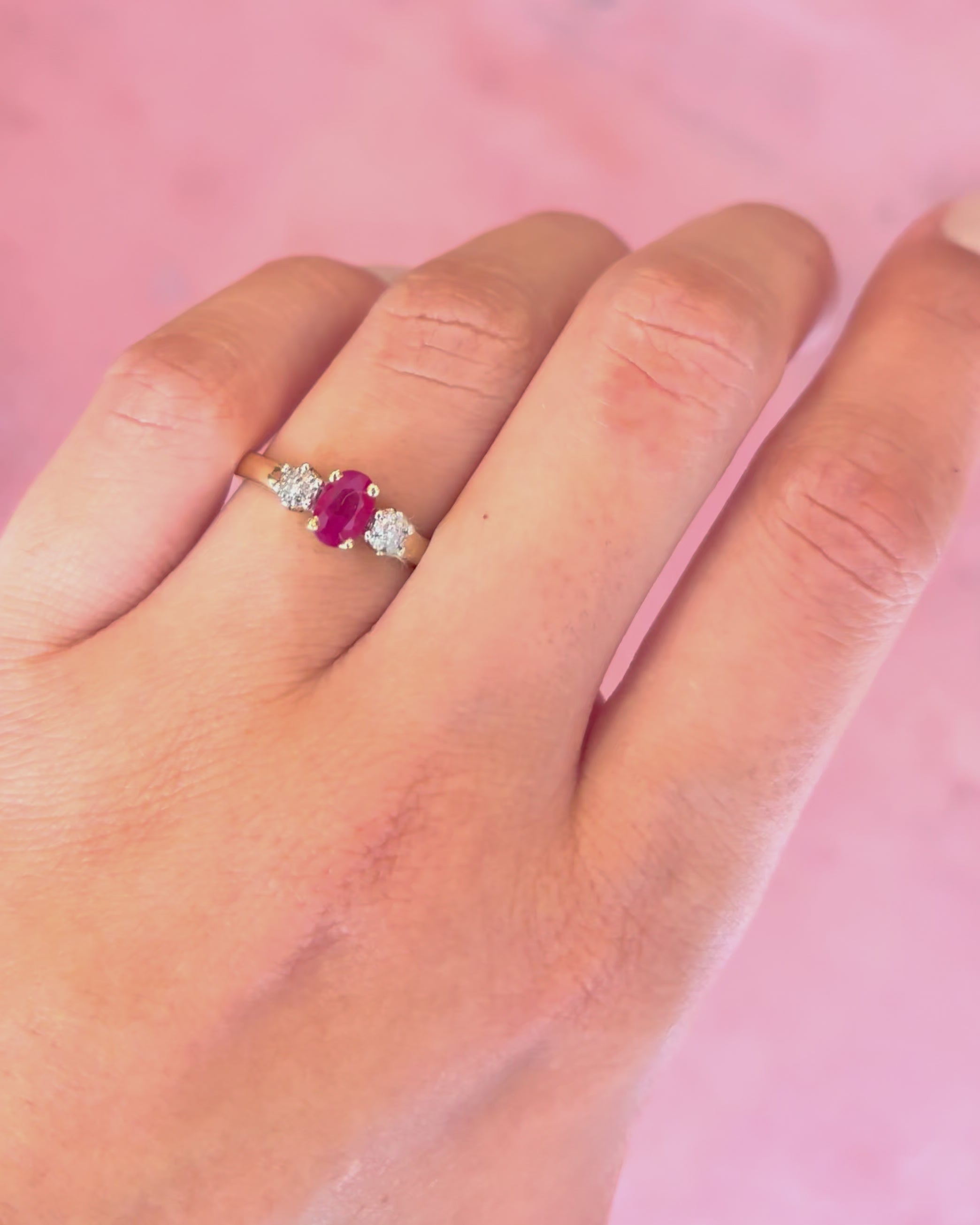 “Julia” Ruby Trilogy Ring, 0.60 carat &amp; Diamonds