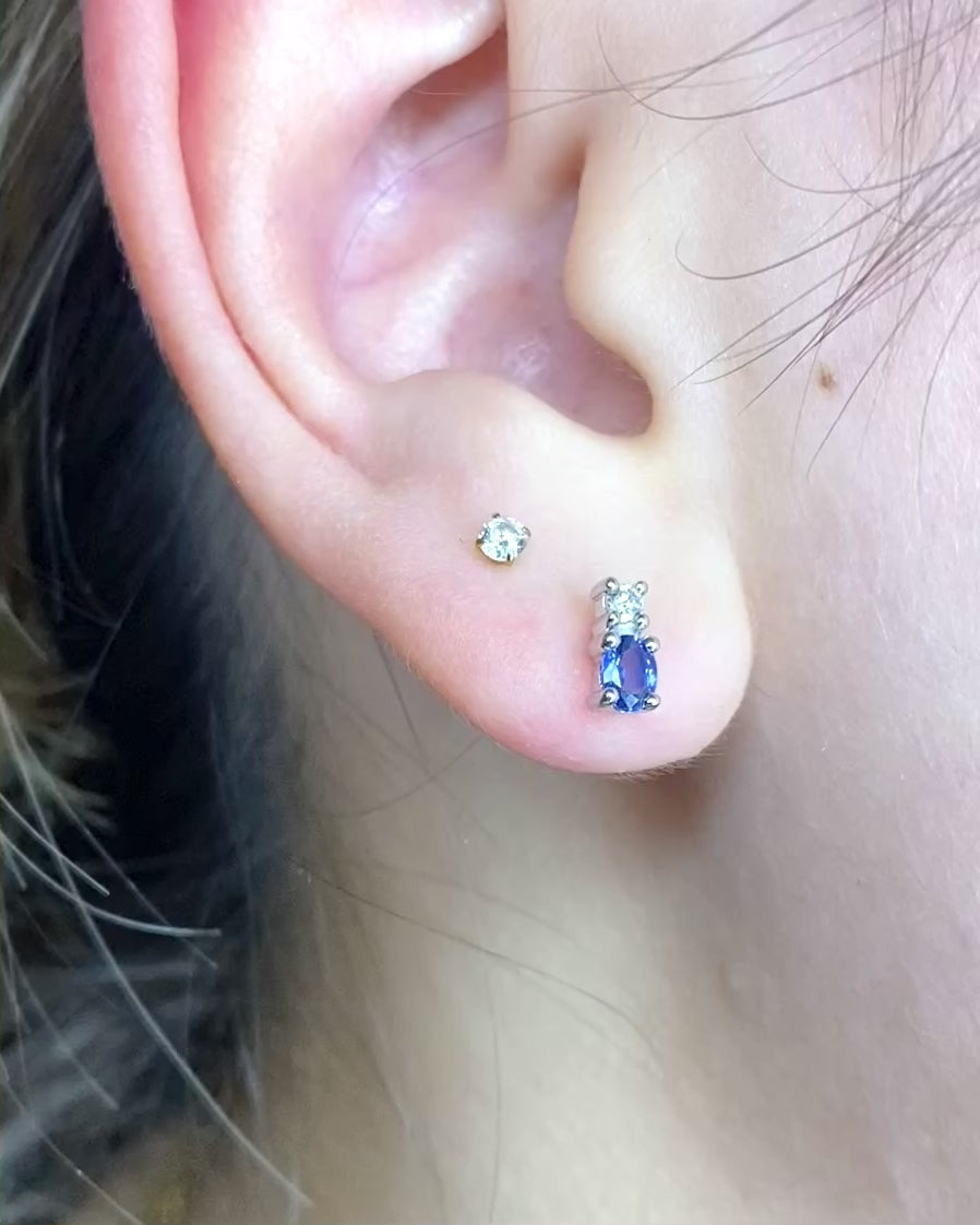 Sapphire 0.32 Carat &amp; Diamond Stud Earrings "Béatrice"