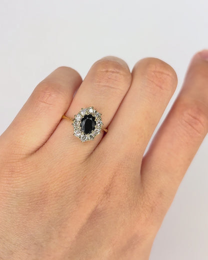 Bague Marguerite Saphir 1.06 carat &amp; Diamants 0.50 carat "Océane"