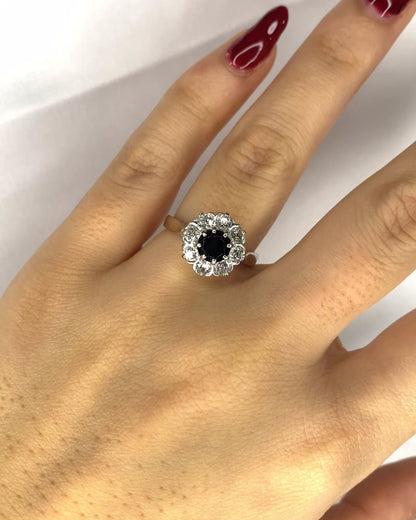 Bague Marguerite Saphir 0.36 carat &amp; Diamants 0.56 carat &quot;Victoire&quot;