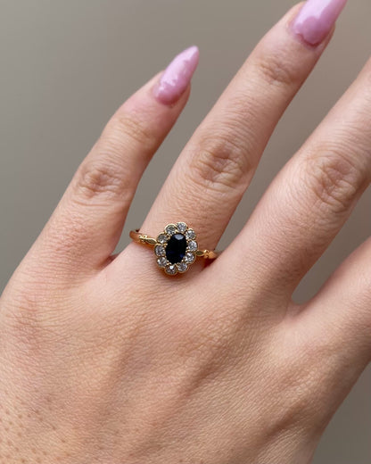 Bague Marguerite Art-déco Saphir 0.62 carat &amp; 10 Diamants &quot;Rafaela&quot;