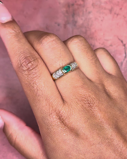 Bague Jonc Émeraude &amp; Diamants "Daniella"