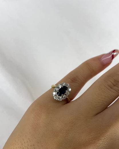 Bague Marguerite Saphir 0.82 carat &amp; Diamants 0.30 carat &quot;Laurine&quot;