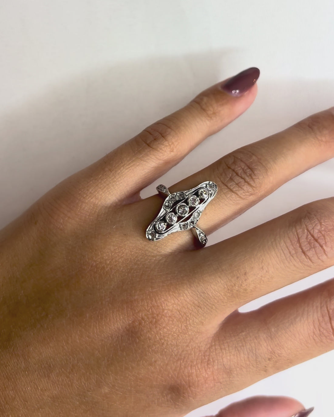 Bague Marquise Art Déco 19 Diamants &quot;Josianne&quot;