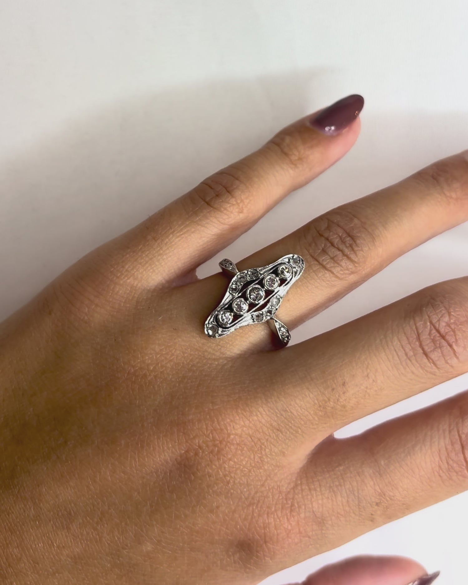 Bague Marquise Art Déco 19 Diamants &quot;Josianne&quot;
