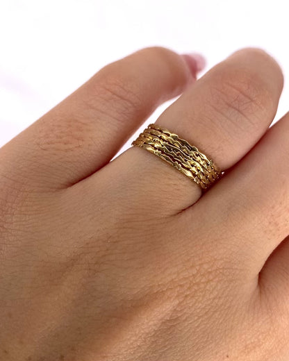 Set of 5 Rings Yellow Gold 18 Carats "Layla"