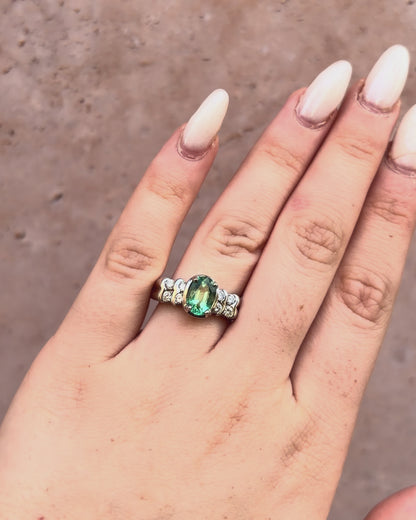 Bague Jonc Émeraude 1.70 carat &amp; Diamants 0.32 ct 5,83 "Fiona"