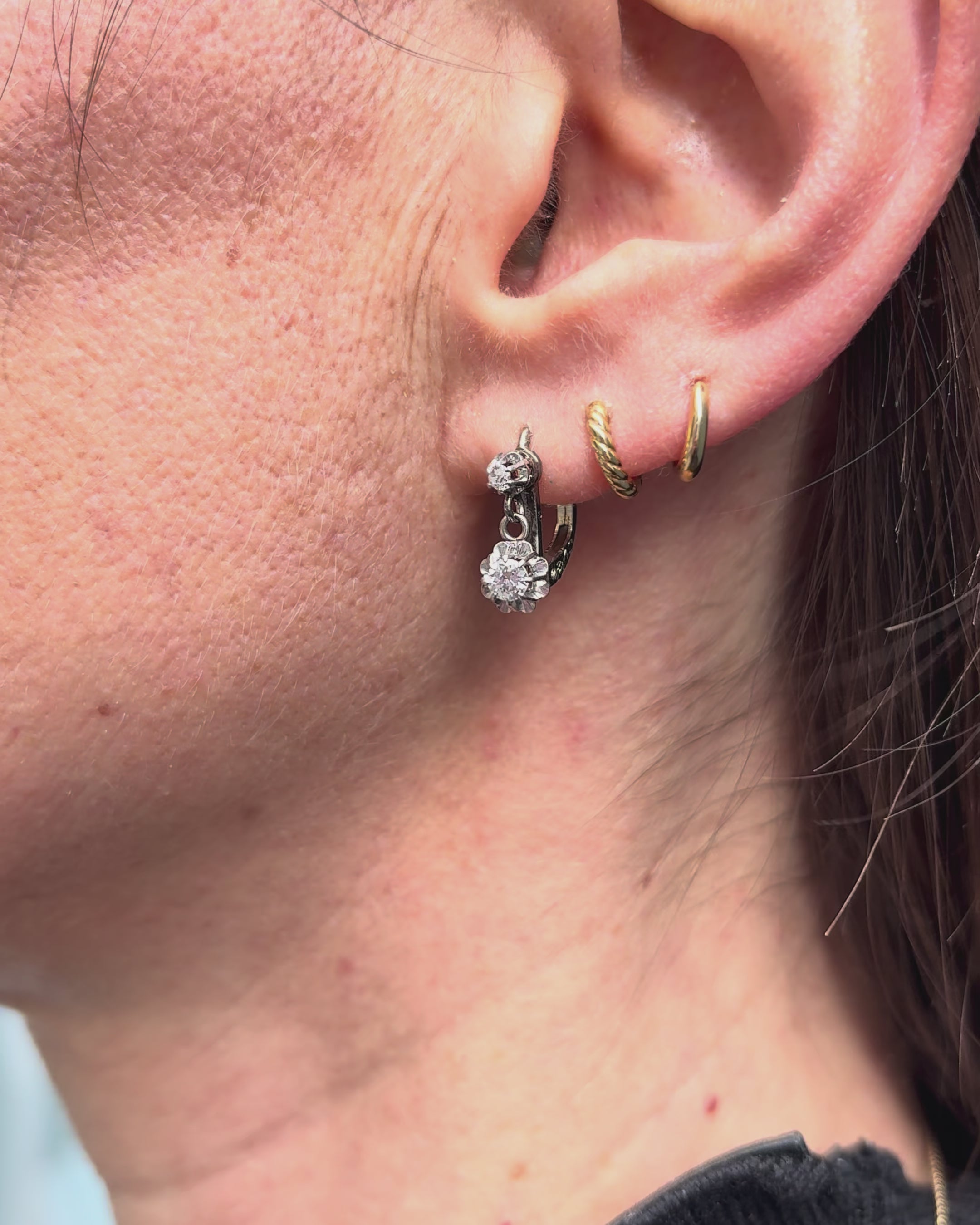 Pendientes Dormilones Art Déco Diamantes 0.28 quilates "Saveria"