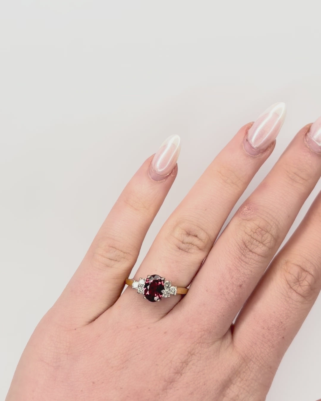 Bague Trilogie Tourmaline Rose 1.20 carat &amp; 6 Diamants "Carina"