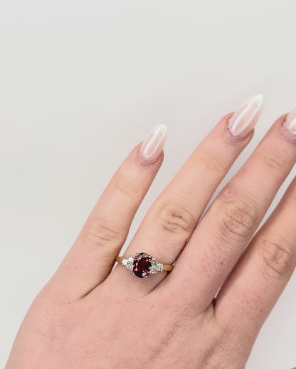 Bague Trilogie Tourmaline Rose 1.20 carat &amp; 6 Diamants "Carina"