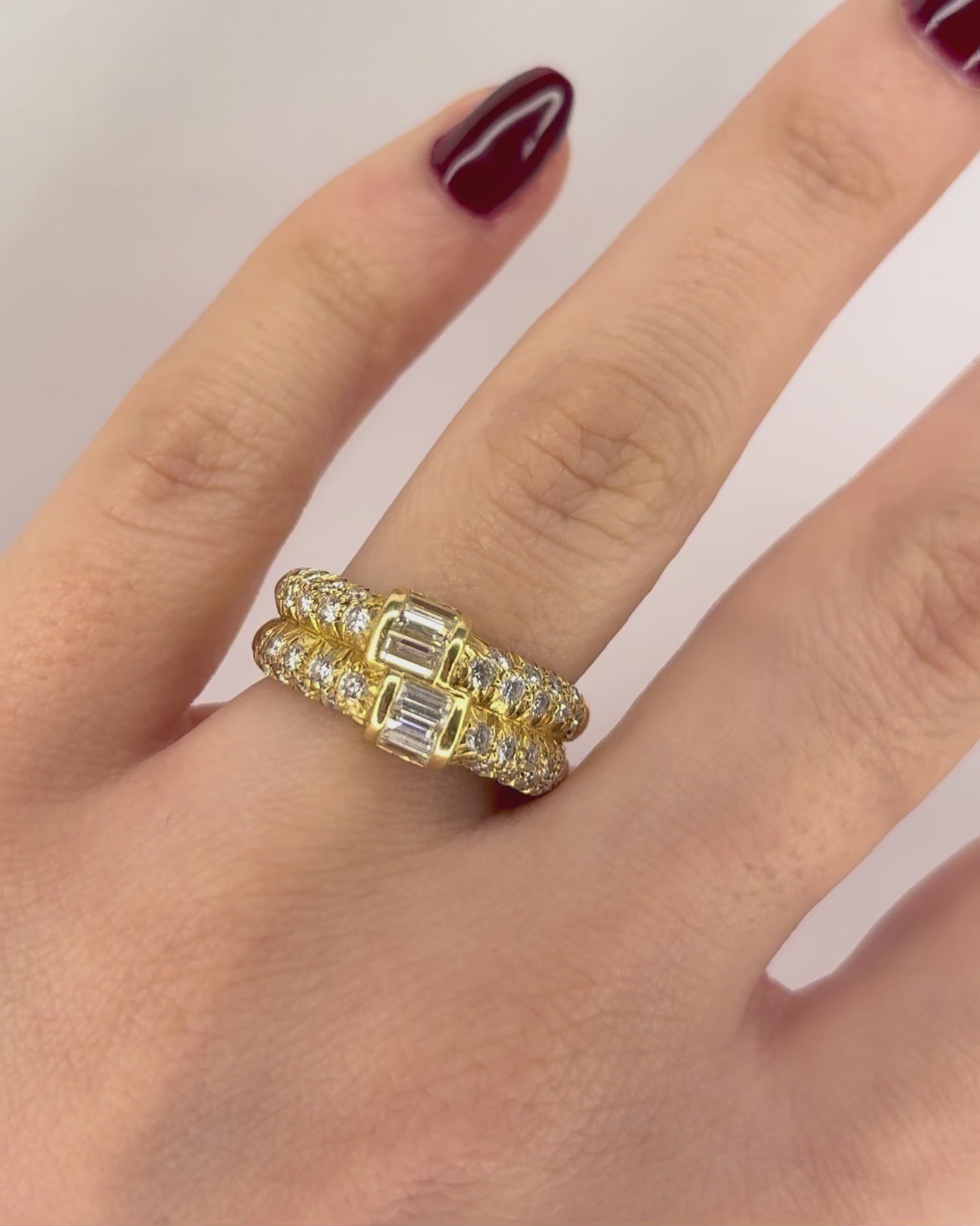 Bague Jonc Diamants Baguette &amp; Ronds 1.26 carat "Tomy"