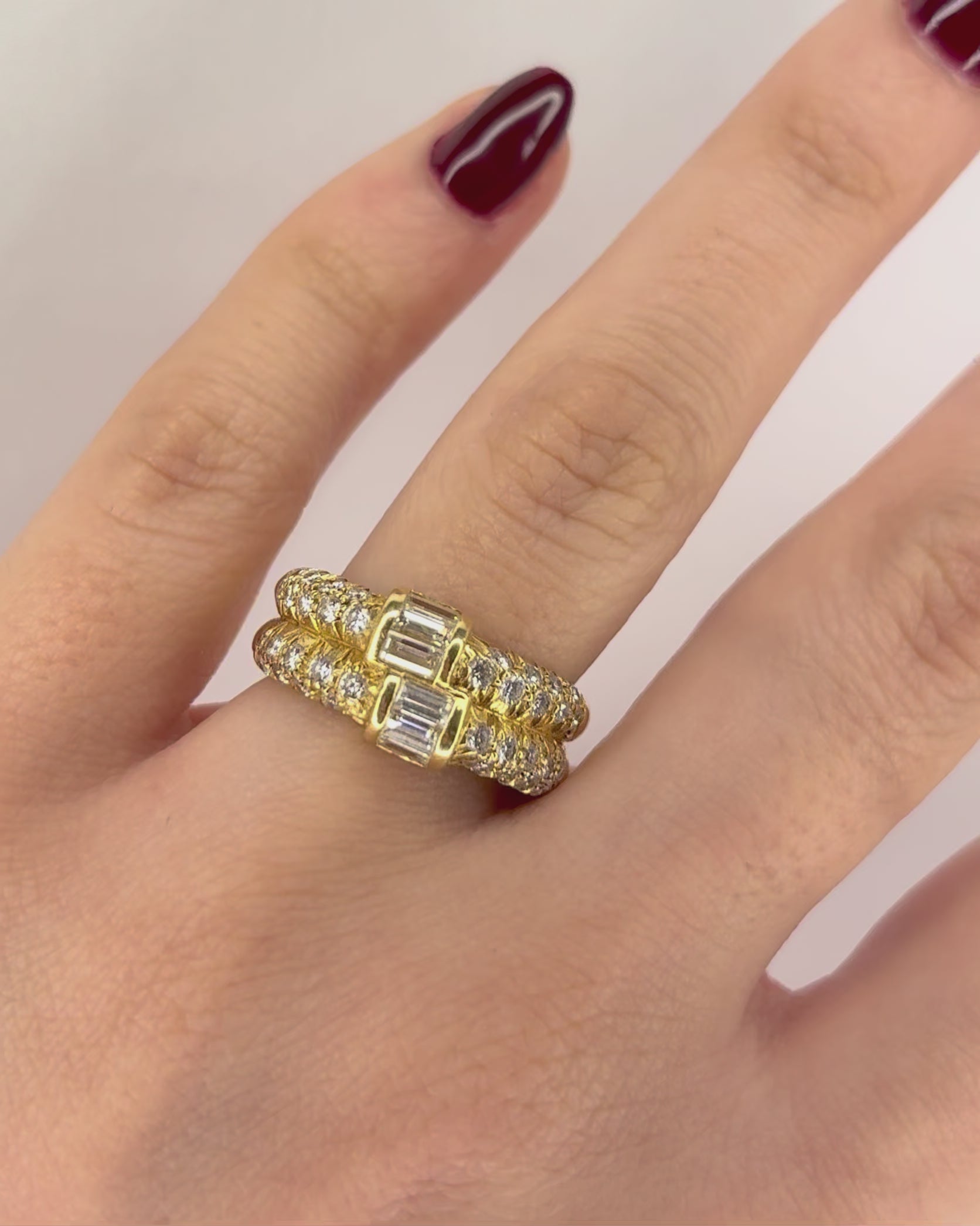 Bague Jonc Diamants Baguette &amp; Ronds 1.26 carat "Tomy"