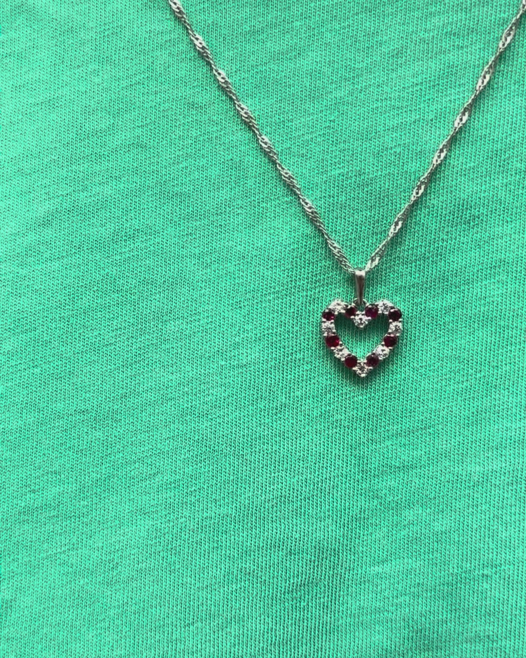 Pendentif Cœur Rubis 0.45 carat &amp; Diamants 0.32 carat "Rosa"