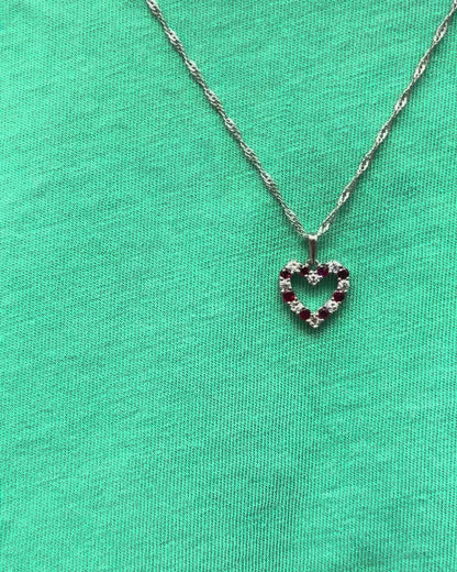 Pendentif Cœur Rubis 0.45 carat &amp; Diamants 0.32 carat "Rosa"