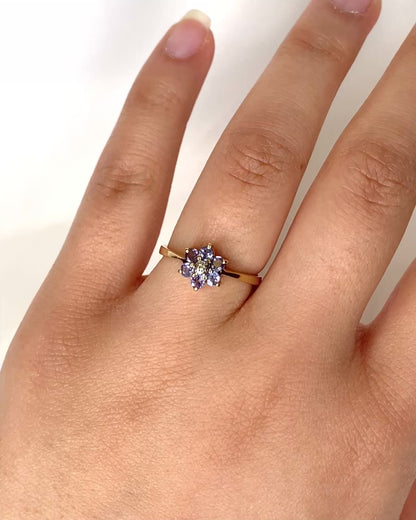 Bague Marguerite Diamant &amp; Tanzanites 0.48 carat "Tina"