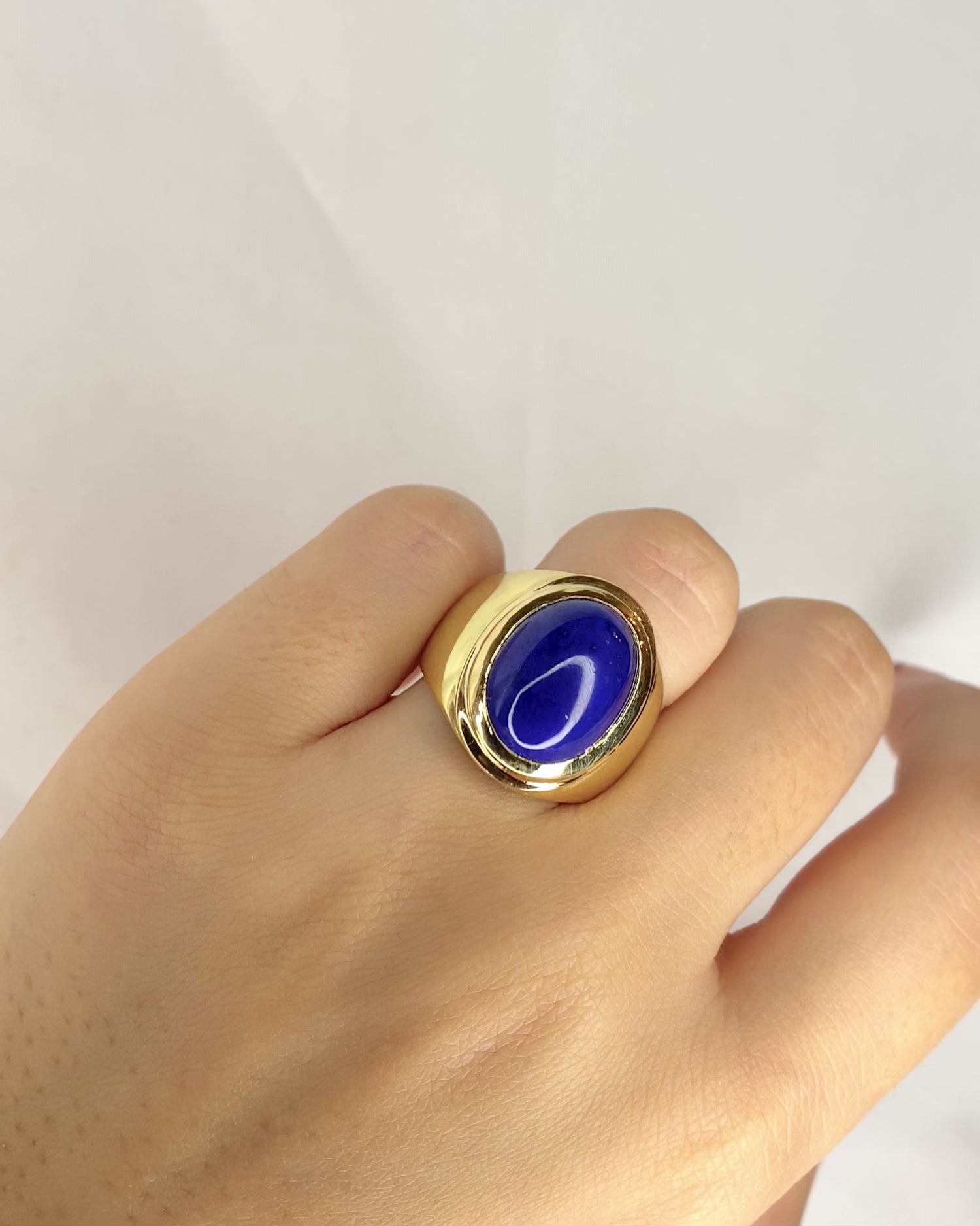 Bague Jonc Lapis-Lazuli 7.50 carats &amp; Or Jaune 10 g &quot;Lucia&quot;
