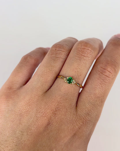 Bague Trilogie Émeraude &amp; 6 Diamants "Émilie"