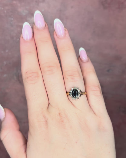 Bague Marguerite Saphir 1.20 carat &amp; Diamants "Inna"