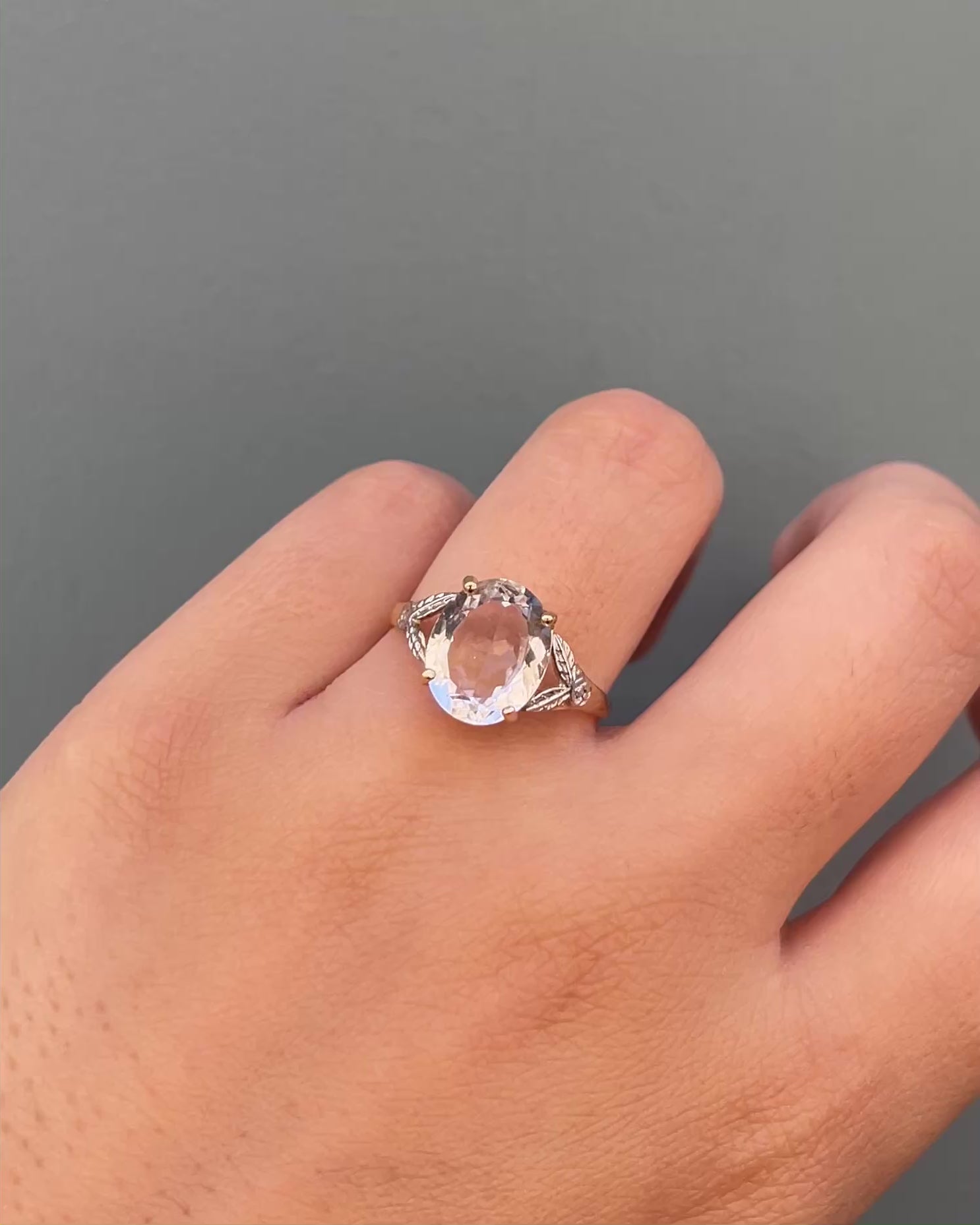 Trilogy Ring Rock Crystal 2.96 carats &amp; Diamonds "Nawel"