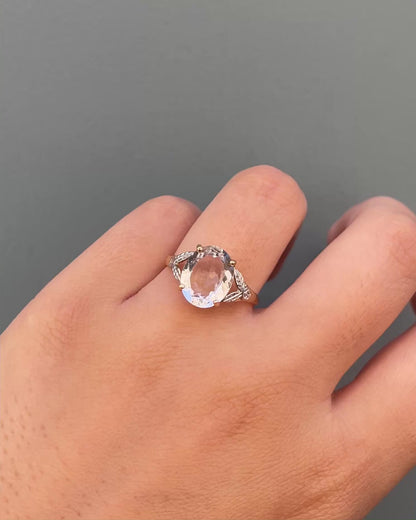 Bague Trilogie Cristal de Roche 2.96 carats &amp; Diamants &quot;Nawel&quot;