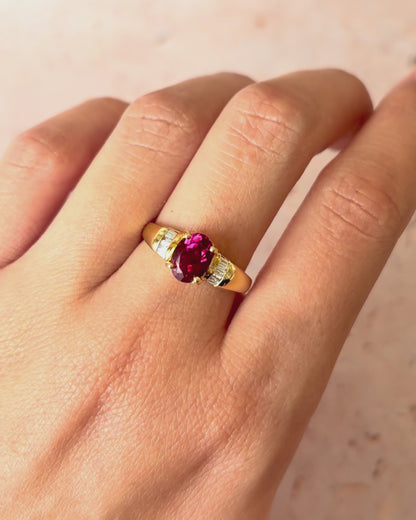 Trilogy Ring Tourmaline 1.50 carat &amp; Diamonds "Sonia"