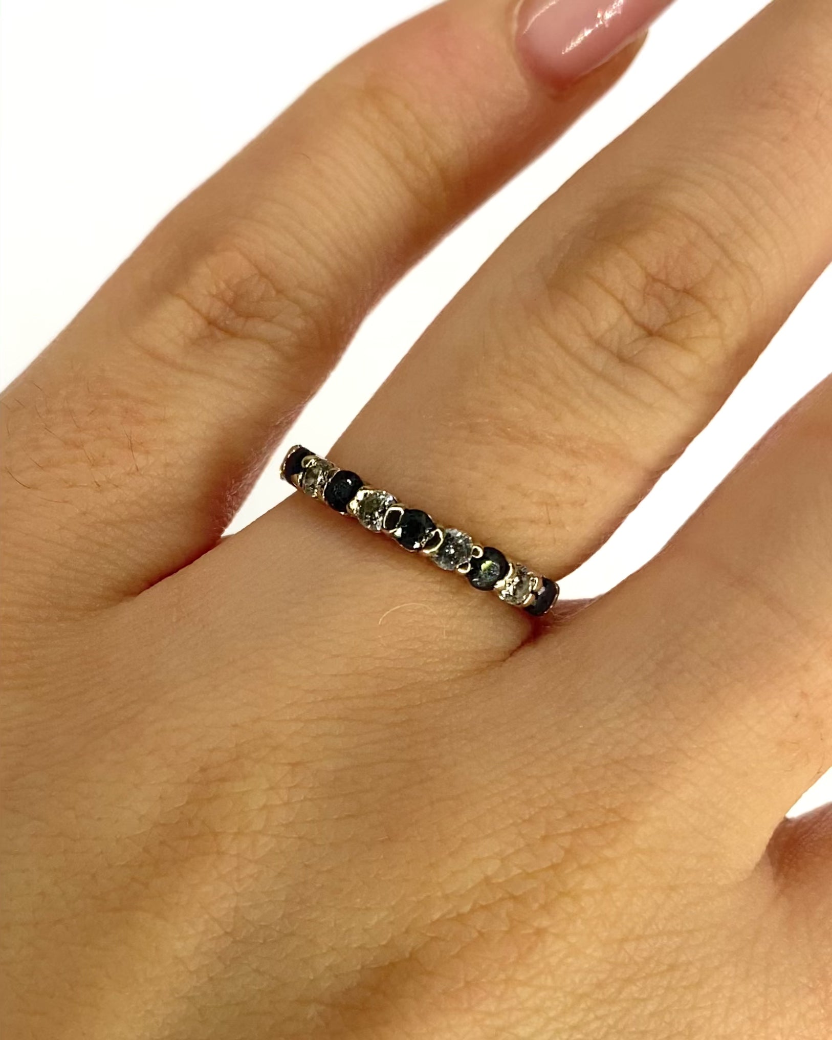 Half-Wedding Band Sapphires 0.43 carat &amp; Diamonds 0.25 carat "Paula"