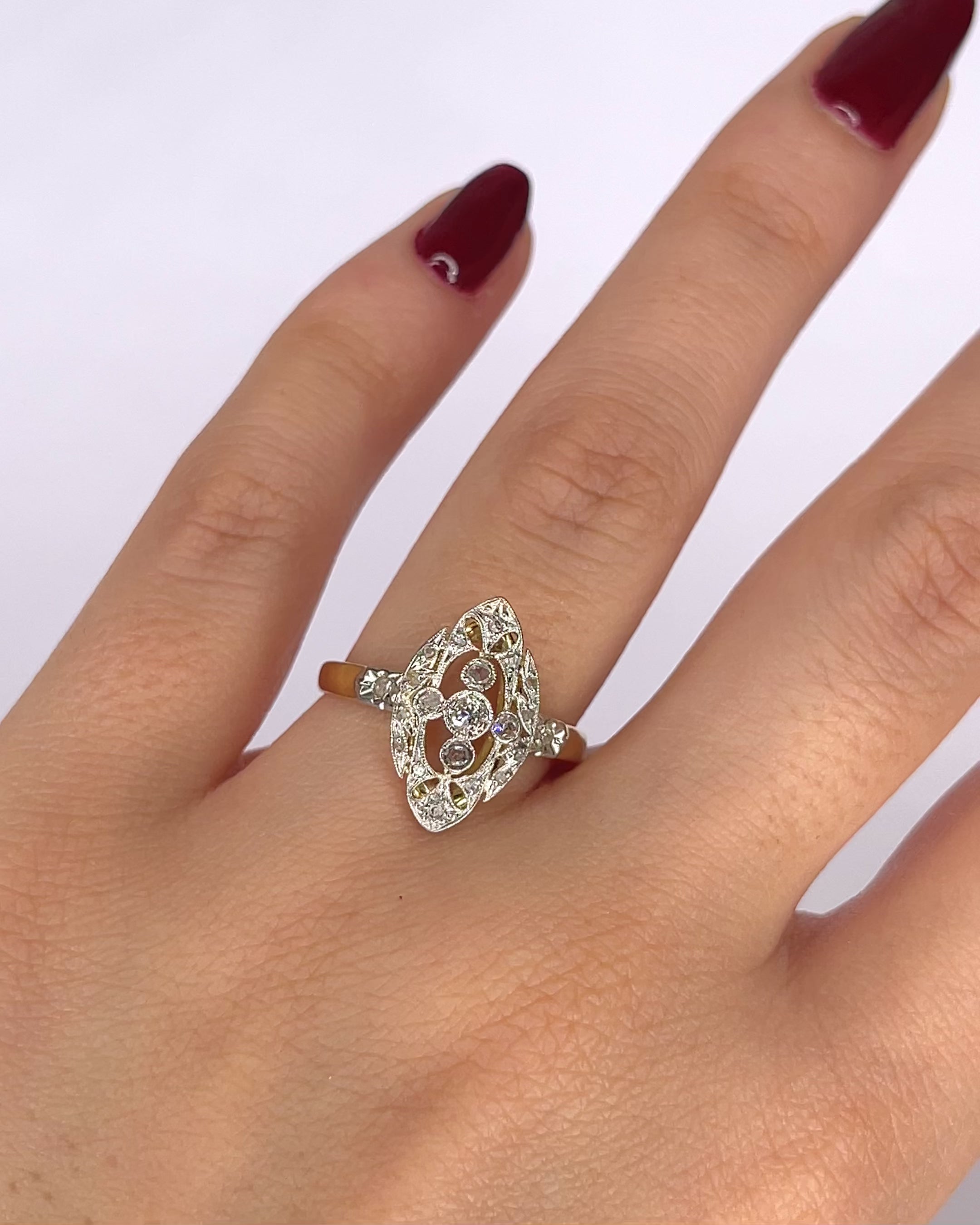 Bague Marquise Art-Deco Diamants "Cassie"