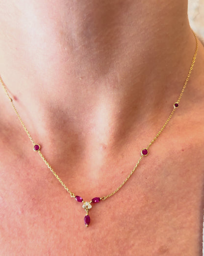 Ruby Necklace 0.63 carat &amp; Diamonds "Ombeline"