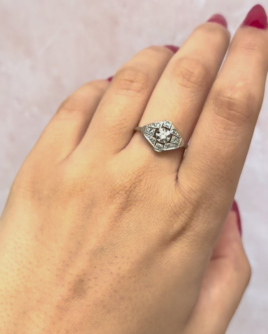 Anillo art déco de diamantes de 0,20 quilates «Doriane»