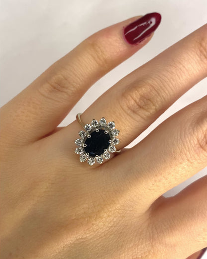 Bague Marguerite Saphir 1.45 carat &amp; Diamants 0.42 carat "Eden"