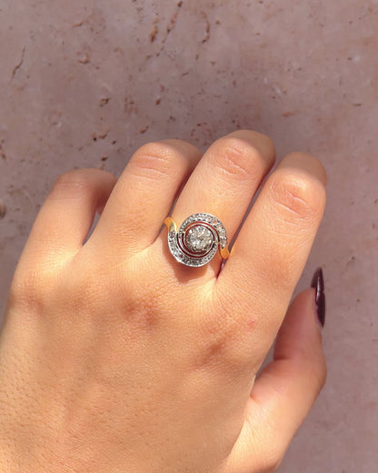 Art Deco Tourbillon Ring 17 Diamonds "Laurène"
