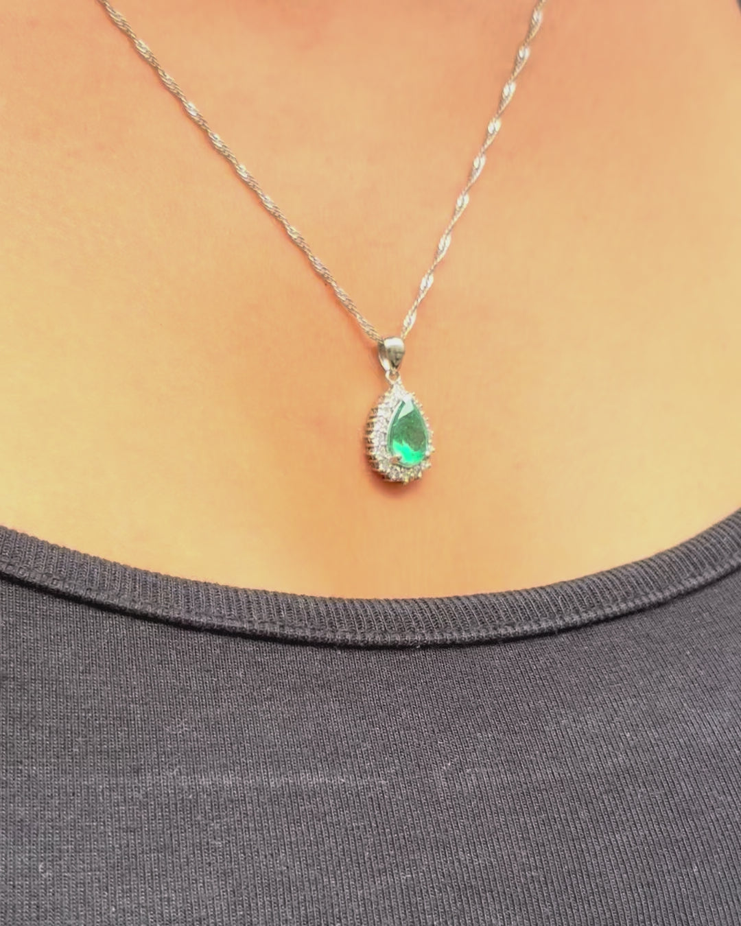 Pendentif Émeraude Colombienne 1.50 carat &amp; Diamants 0.51 carat "Angelique"