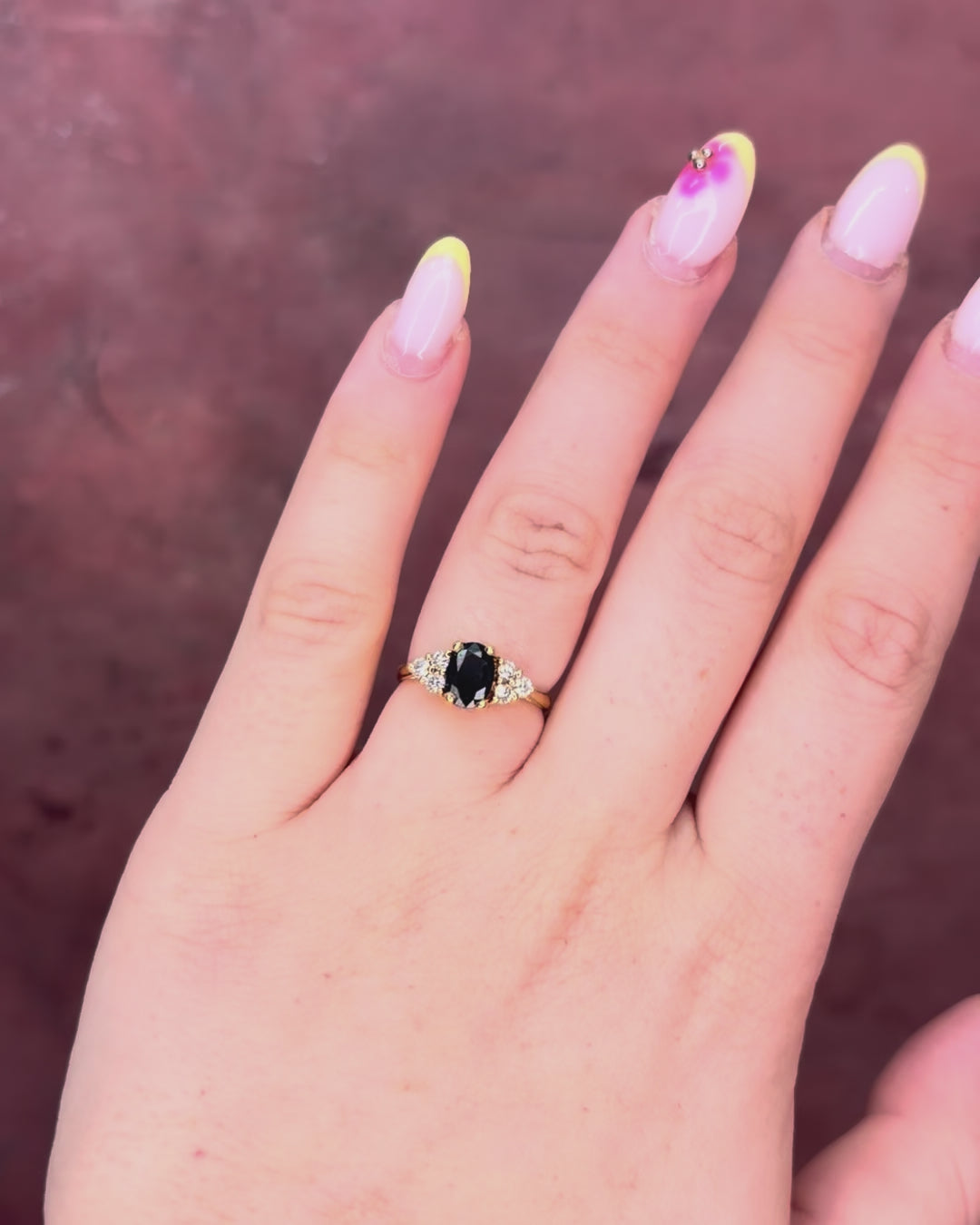 0.75-carat Sapphire &amp; 0.30-carat Diamond Trilogy Ring "Elane"