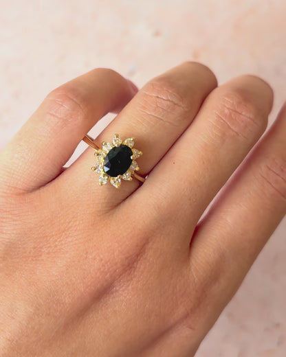 Bague Marguerite Saphir 1.32 carat &amp; Diamants 0.30 carat "Elodie"