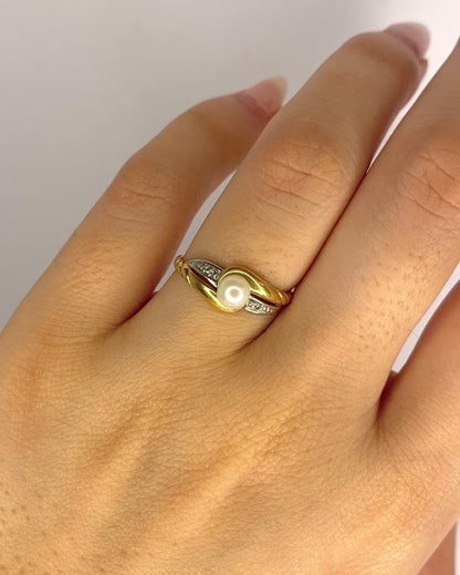 Bague Tourbillon Perle &amp; Diamants "Sylvie"