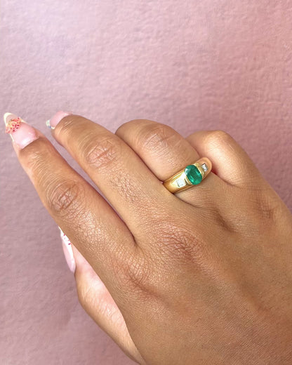 1.60-carat Emerald &amp; Diamond Band Ring "Daphné"