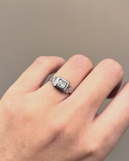 Anillo Art Déco 7 Diamantes &quot;Alizée&quot;