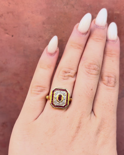 Bague Art-Déco Rubis 0.70 carat &amp; 8 Diamants "Céleste"